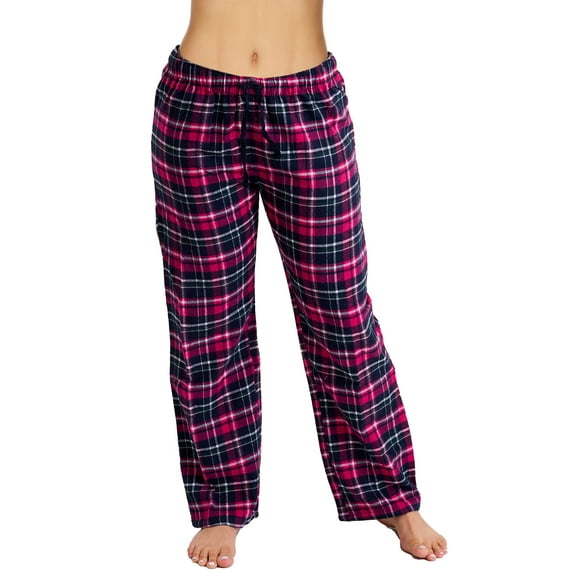 Active Club Cotton-Blend Flannel Pajama Pants for Women, Flannel Plaid PJ Pants for Women for Sleep and Lounge, Womens PJ Bottoms (Buffalo Pink, Large)