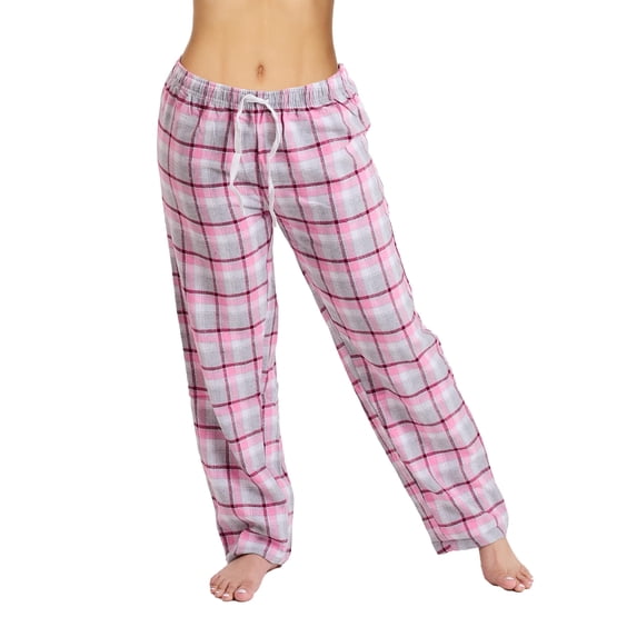 Active Club Cotton-Blend Flannel Pajama Pants for Women, Flannel Plaid PJ Pants for Women for Sleep and Lounge, Womens PJ Bottoms (White Grey, X-Large)