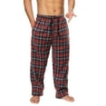 thumbnail image 1 of Active Club Fleece Pajama Pants - Plaid PJ Pants - Men's Lounge Pants With Pockets - Sleepwear (Red/White, Large), 1 of 5