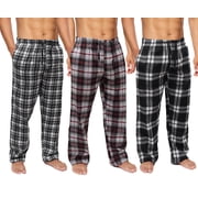 Active Club Men s Flannel Pajama Pants 3 Pack  Soft Sleep & Lounge Pants with Pockets & Adjustable Drawstring   Plaid Lounge Bottoms White Black/Black/Red White Plaid, 3X