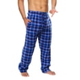 thumbnail image 1 of Active Club Men's Fleece Pajama Pants - Plaid PJ Lounge Pants With Pockets - Sleepwear (Royal Blue, X-Large), 1 of 5