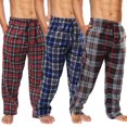 thumbnail image 1 of Active Club Plaid Fleece Mens Pajama Pants 3 Pack Set - Mens Fleece Pajama Pants - Mens Lounge Pants with Pockets - Mens PJ Pants (Winter Plaid 3-Pack, 2X), 1 of 5