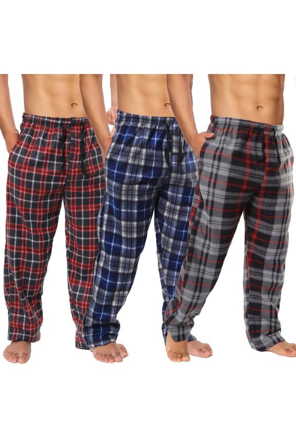 Plaid Fleece Mens Pajama Pants 3 Pack Set - Mens Fleece Pajama Pants - Mens Lounge Pants with Pockets - Mens PJ Pants (Winter Plaid 3-Pack, 3X)