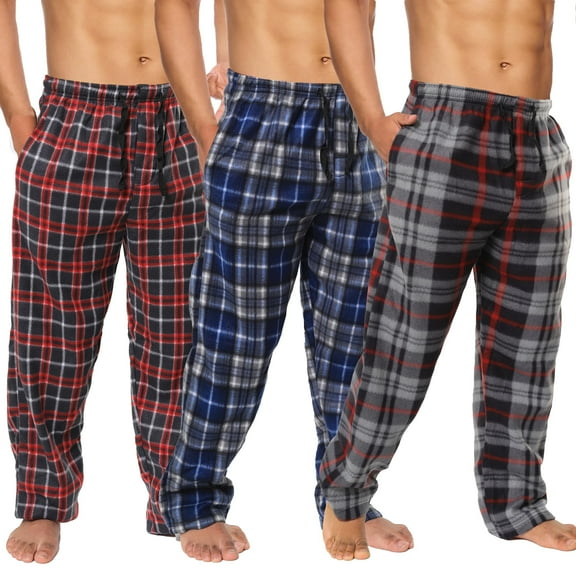 Active Club Plaid Fleece Mens Pajama Pants 3 Pack Set - Mens Fleece Pajama Pants - Mens Lounge Pants with Pockets - Mens PJ Pants (Winter Plaid 3-Pack, 3X)