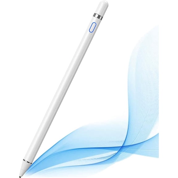 Active Digital Stylus Pen for Touchscreen, Stylus Pencil for iPad mini/Pro/Air, Switch, Samsung, iPhone, Android and Most Phone & Tablet, 1.5mm Fine Point Rechargeable Pens - White