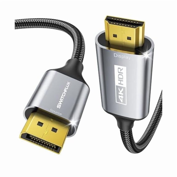 Active DisplayPort to HDMI Cable 10Ft (4K@60Hz,1440P/2K@120Hz) Uni-Directional Display Port 1.2 to HDMI 2.0 Braided Cord,DP to HDMI Compatible with AMD,NVIDIA,Desktops,and Gaming Monitors