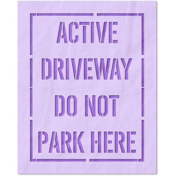 Active Driveway No Parking Label Stencil - Reusable Mylar DIY Painting Template, 4.63x6 in