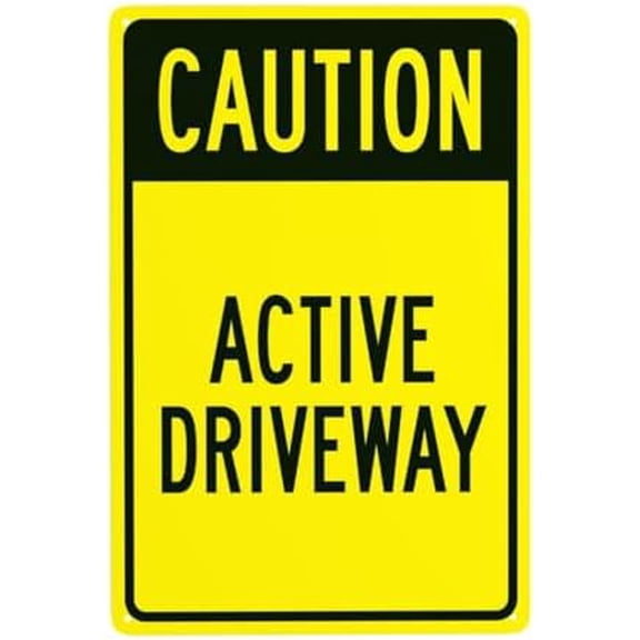 Active Driveway Warning Sign, Driveway Security Metal Signs for Business Home Outdoor Indoor Road Yard Garage Street Wall Safety Caution Custom Decor 8 x 12 Inch
