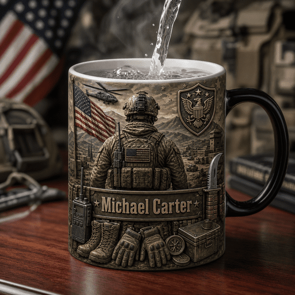 Active Duty Mug 2D Printed 3D Effect Personalized Soldier Gift,gift mug, family mug, cute mug, coffee mug