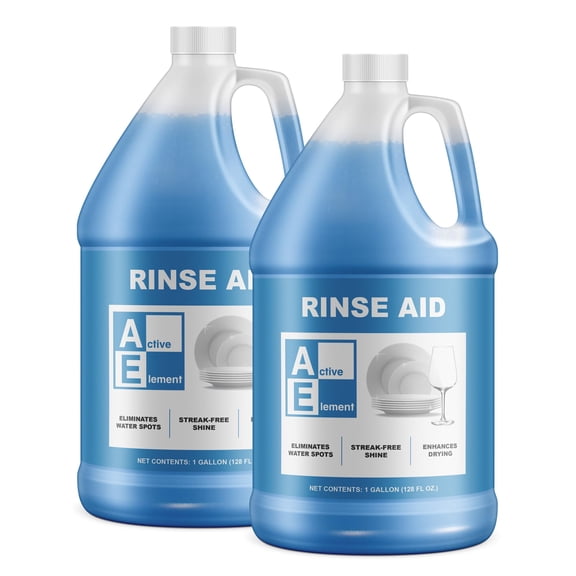Active Element Dishwasher Rinse Aid - 2 Gallon - Extra Strength – Eliminates Water Spots - Streak Free Shine - Enhances Drying - Dishwasher Rinse Aid Liquid