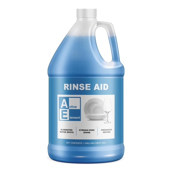 Active Element Dishwasher Rinse Aid - 1 Gallon - Extra Strength – Eliminates Water Spots - Sreak Free Shine - Enhances Drying - Dishwasher Rinse Aid Liquid