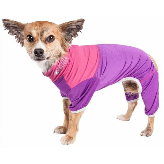 Active Embarker Heathered Performance 4-Way Stretch Two-Toned Full Bodied Warm Up Track Suit - Lavendar & Pink, Small
