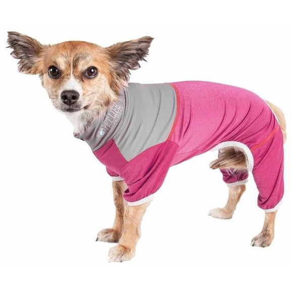 Active Embarker Heathered Performance 4-Way Stretch Two-Toned Full Bodied Warm Up Track Suit - Pink & Grey , Extra Small