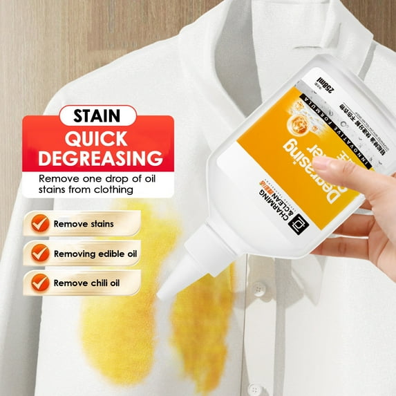 Active Enzyme Clothing Degreaser And Stain Remover 258 ml, Powerful Bio Cleaner For Oil, Grease, Food, Beverage And Outdoor Stains, Fabric Safe, Fast Action, Portable Laundry Spot Treatment