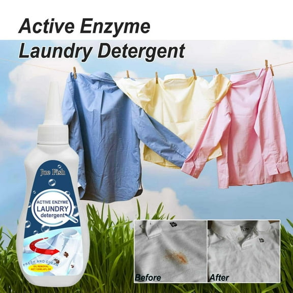 Active Enzyme Laundry Detergent & Stain Remover, 120ml - Breaks Down Organic Stains, Gentle on Clothes and Skin