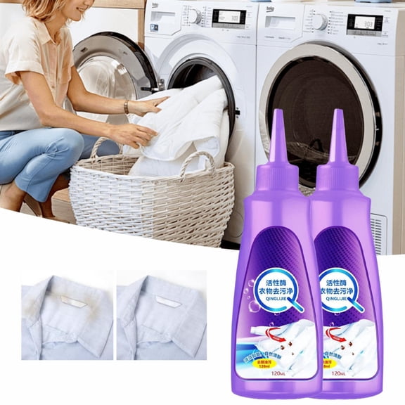 Active Enzyme Laundry Stain Remover 2 Pack Powerful Stain Removal Spray For Clothes 120ml Bottles Fast Acting Enzyme Cleaner For Laundry Carpet And Upholstery Tough Stain Remover For Fabrics