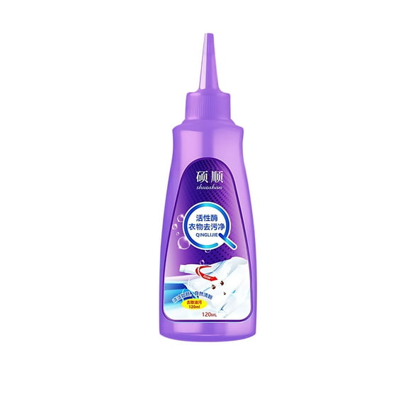 Active Enzyme Laundry Stain Remover, Multi-Purpose Liquid Detergent for Clothing, Fabrics, and Textiles, Odor Eliminator, Hand and Machine Wash Safe, 120ml Bottle in Purple