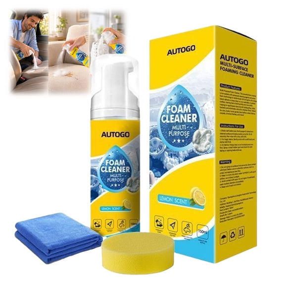 Active Foam Cleaner All Purpose Spray, Multi-Surface Foam Cleaner for Car Interior, Kitchen Surfaces, Bathroom Tiles, Sofa Upholstery, and Grease, 5oz (1PC)