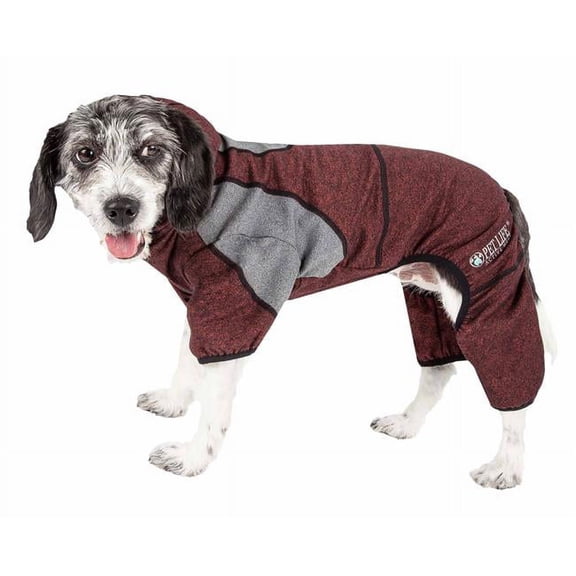 Active Fur-Breeze Heathered Performance 4-Way Stretch Two-Toned Full Bodied Hoodie - Burgundy, Large