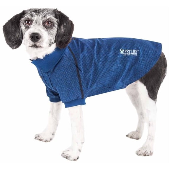 Active Fur-Flexed Relax-Stretch Wick-Proof Performance Dog Polo T-Shirt, Navy - Large