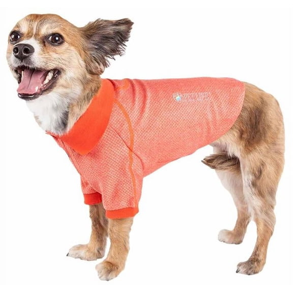Active Fur-Flexed Relax-Stretch Wick-Proof Performance Dog Polo T-Shirt, Orange - Extra Large