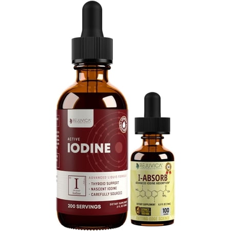 Active Iodine + iAbsorb Bundle - Nascent Iodine Drops - Liquid Delivery - Supports Healthy Energy, Vitality & Iodine Levels