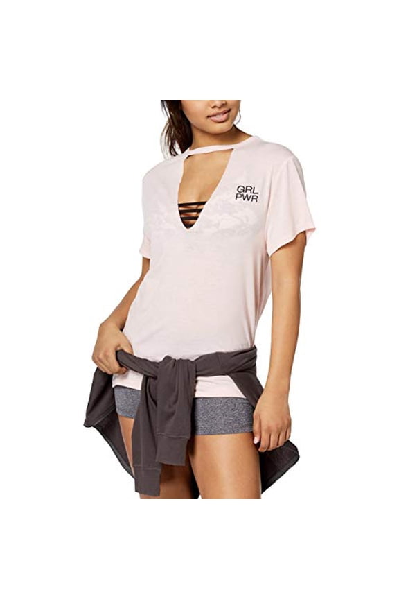 Active Juniors' Girl Power Cutout Graphic T-Shirt Pure Pink L