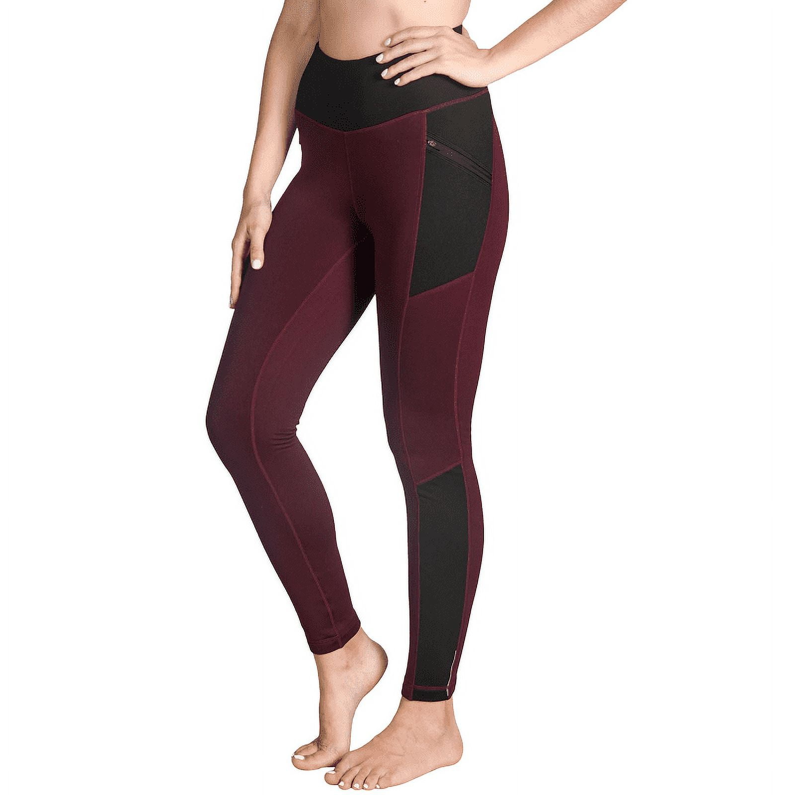 Active Life Women's Zip Pocket High Rise Warm Fleece Lined Leggings (Black  Heather Grey, L) 