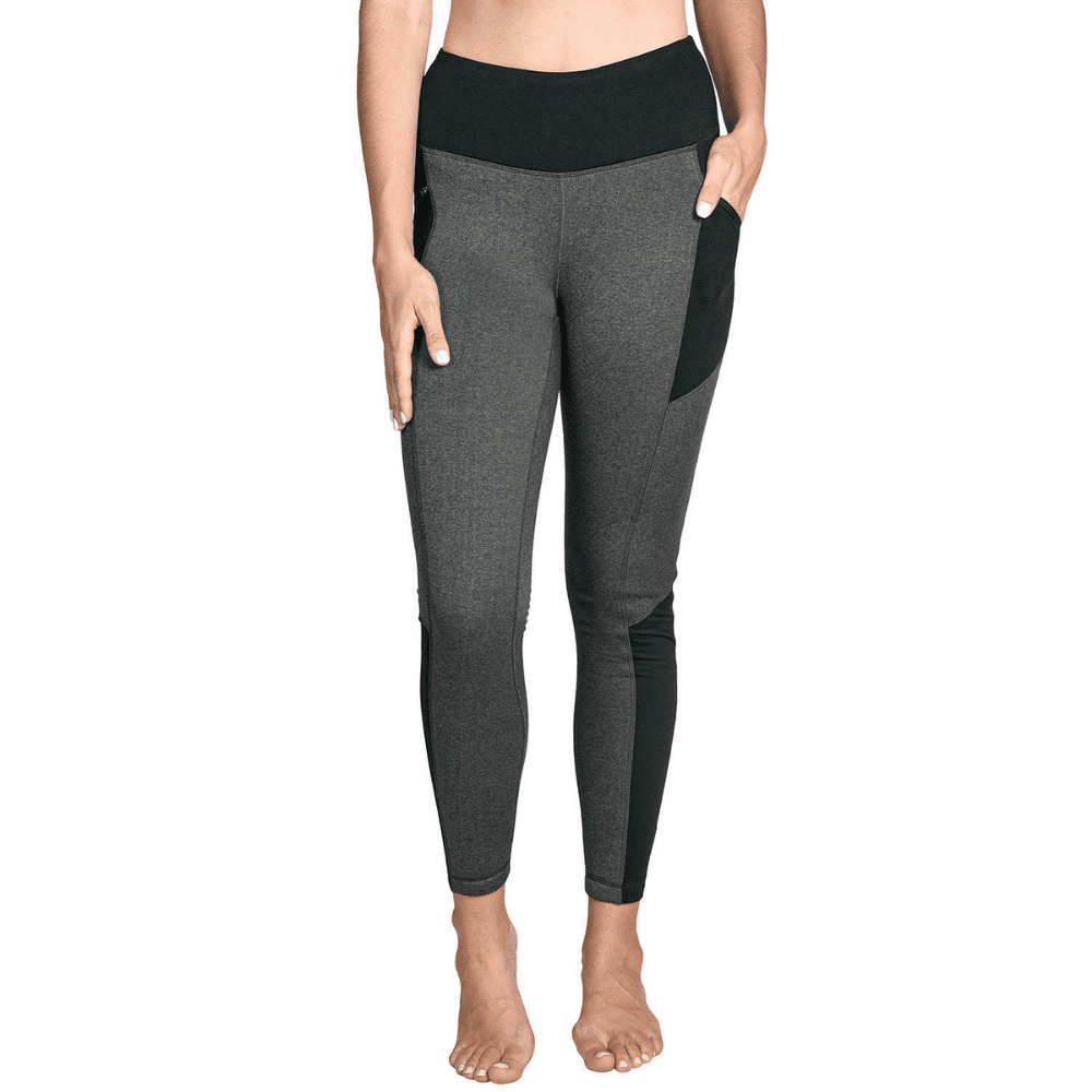 Active Life Women's Zip Pocket High Rise Warm Fleece Lined Leggings (Black  Heather Grey, XL) 