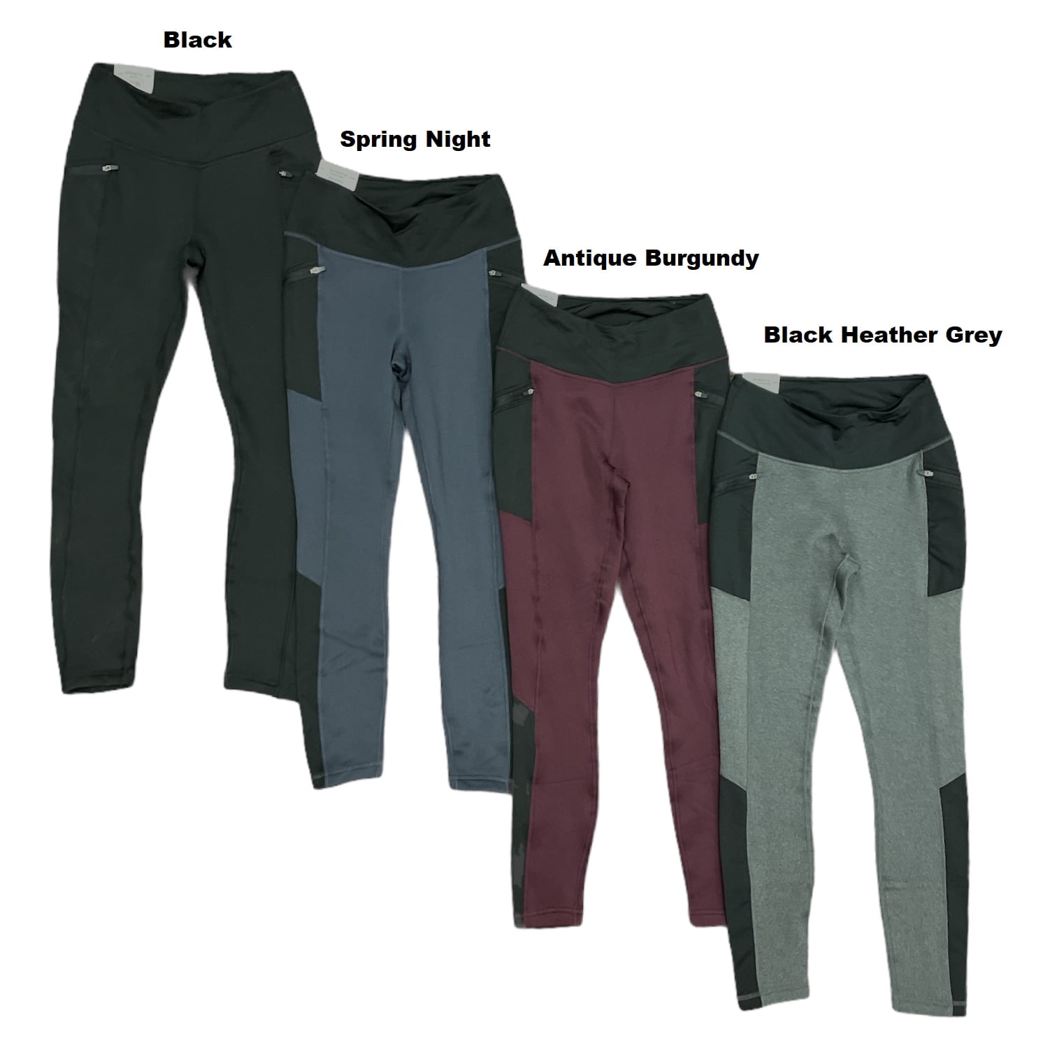 Active Life Women's Zip Pocket High Rise Warm Fleece Lined Leggings (Black  Heather Grey, M)