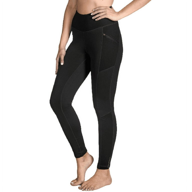 Active Life Women's Zip Pocket High Rise Warm Fleece Lined Leggings (Black,  XL) 