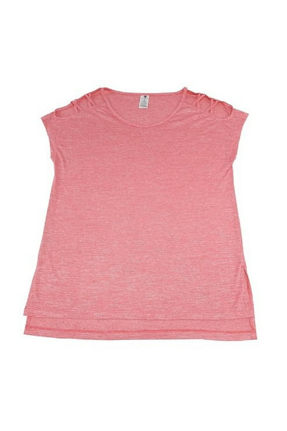 Womens Size Large Open Shoulder Top, Cereza Heather Magenta