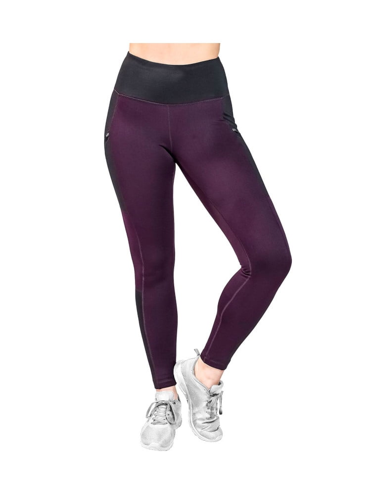 Active Life Womens Size X-Large Fleece Lined Leggings, Black/Italian Plum 