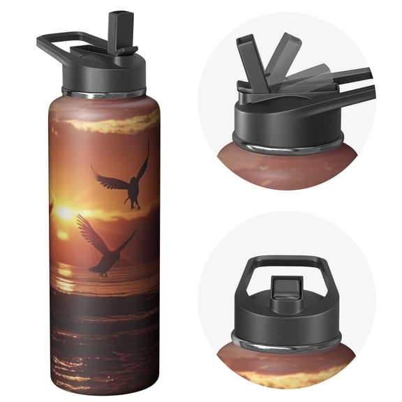 Active Master Elite Pro 40oz Triple Walled Natural scenery Themed Water Bottle Stainless Steel Insulated With Straw Leak Proof