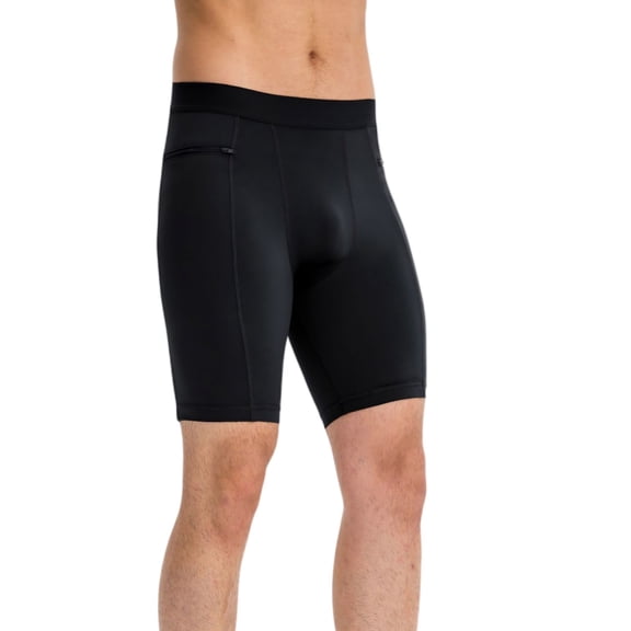 Active Men's Compression Biker Shorts with Side Pockets and Moisture-Wicking Stretch Fabric - XX Large, Black