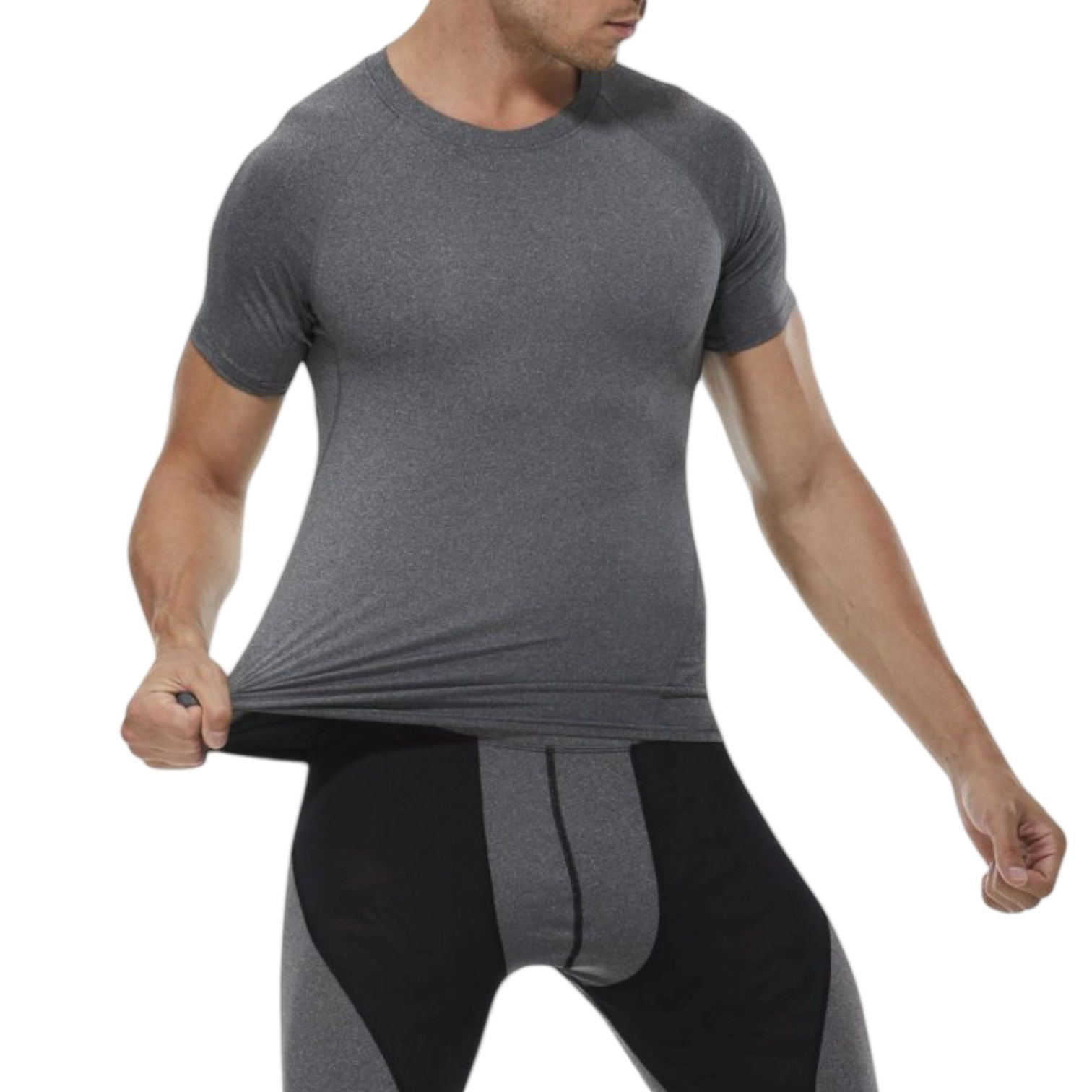 Active Men's Compression Short Sleeve T-Shirt in Stretch Heather Fabric ...