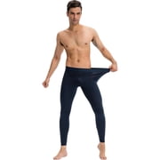 Active Mens Full Length Seamless Compression Leggings with Smooth Wide Waistband and Second-Skin Fit - X Large, Navy