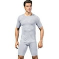 thumbnail image 1 of Active Men's Honeycomb Textured Compression Shirt with Short Sleeves and Stretch Fit - X Large, White, 1 of 5