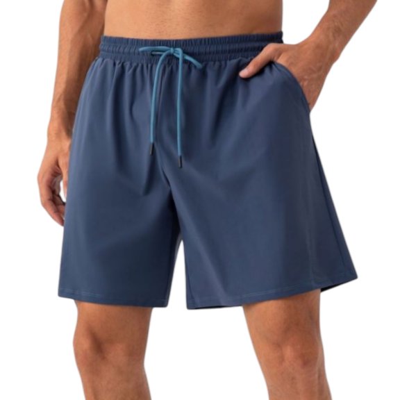Active Men's Lightweight Athletic Training Shorts with Elastic Waistband and Adjustable Drawstring Fit - Medium, Blue