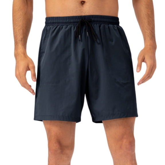 Active Men's Lightweight Quick-Dry Shorts with Elastic Drawstring Waist and Side Pockets - Medium, Navy