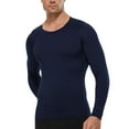 thumbnail image 1 of Active Men's Long Sleeve Athletic Compression Shirt with Crew Neckline and Stretch Fit Performance Fabric - Large, Navy, 1 of 7