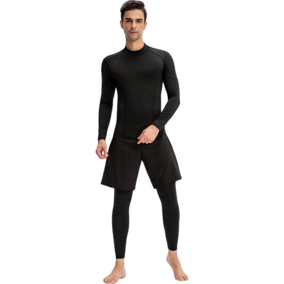 Active Men's Long Sleeve Compression Shirt with Contrast Stitching and Athletic Fit - Medium, Orange