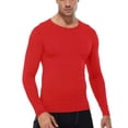 thumbnail image 1 of Active Men's Long Sleeve Compression Shirt with Crew Neck and Stretch Performance Fit - Large, Red, 1 of 6