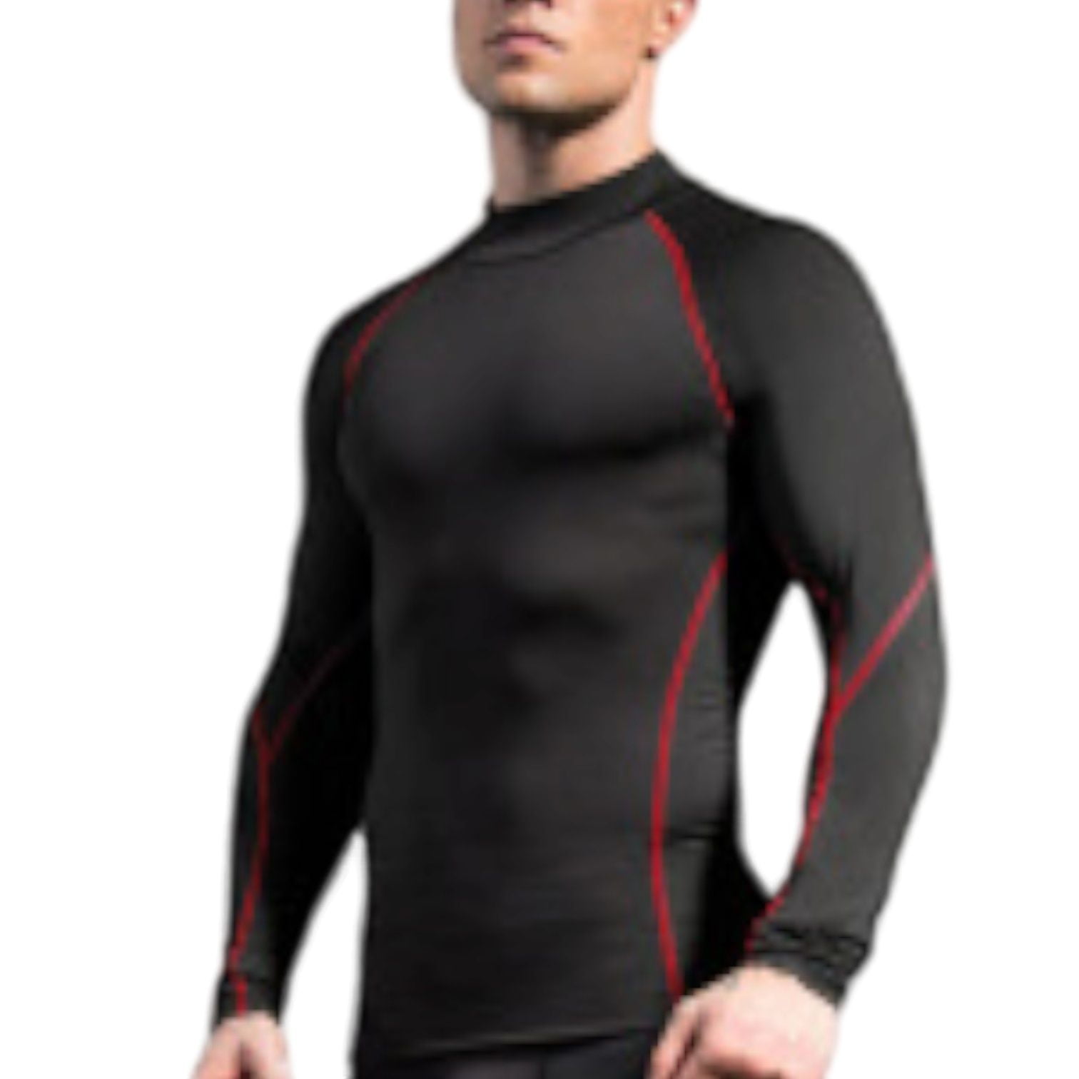 Active Men's Long Sleeve Compression Shirt with Mock Neck and Stretch ...