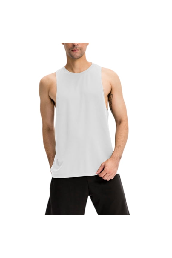 Active Men's Muscle Workout Tank Top with Deep Armholes and Lightweight Breathable Fabric - XX Large, White
