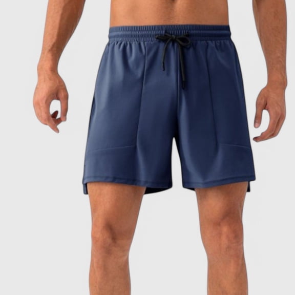 Active Men's Quick Dry Training Shorts with Elastic Waistband Adjustable Drawstring and Side Vents - Small, Navy