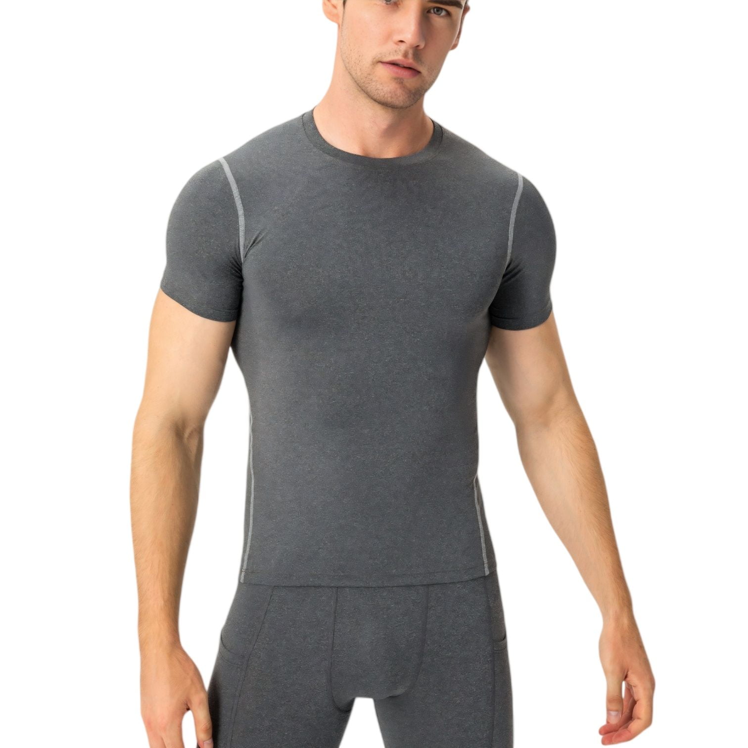 Active Men's Short Sleeve Compression Shirt with Stretch Fit and ...