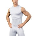 thumbnail image 1 of Active Men's Sleeveless Compression Workout Top with Textured Fabric and Fitted Athletic Cut - Medium, White, 1 of 5