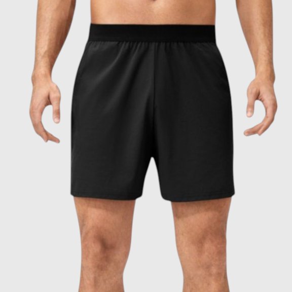 Active Men's Solid Color Pull-On Athletic Shorts with Elastic Waistband Lightweight Quick Dry Fabric - X Large, Black