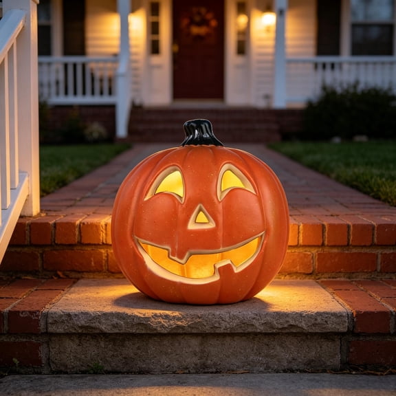 Active Mind Ltd 11" Classic Smile LED Jack O' Lantern, Waterproof Halloween Decoration for Yard, Garden, Pathway, Porch, Patio & Indoor Use